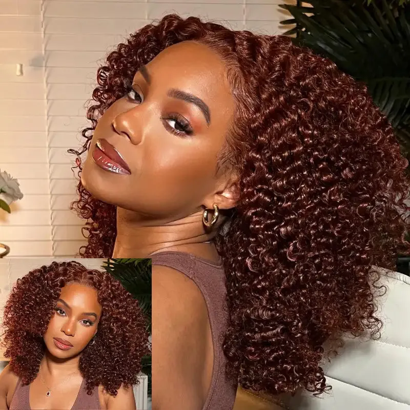Precut Glueless Kinky Curly Lace Closure Ready To Wear Wig with Pre Plucked Hairline & Bleached Knots