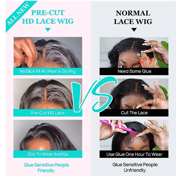 Put On & Go Pre Cut Lace Deep Wave Glueless Ready to Wear Wig with Pre Plucked Hairline & Bleached Knots