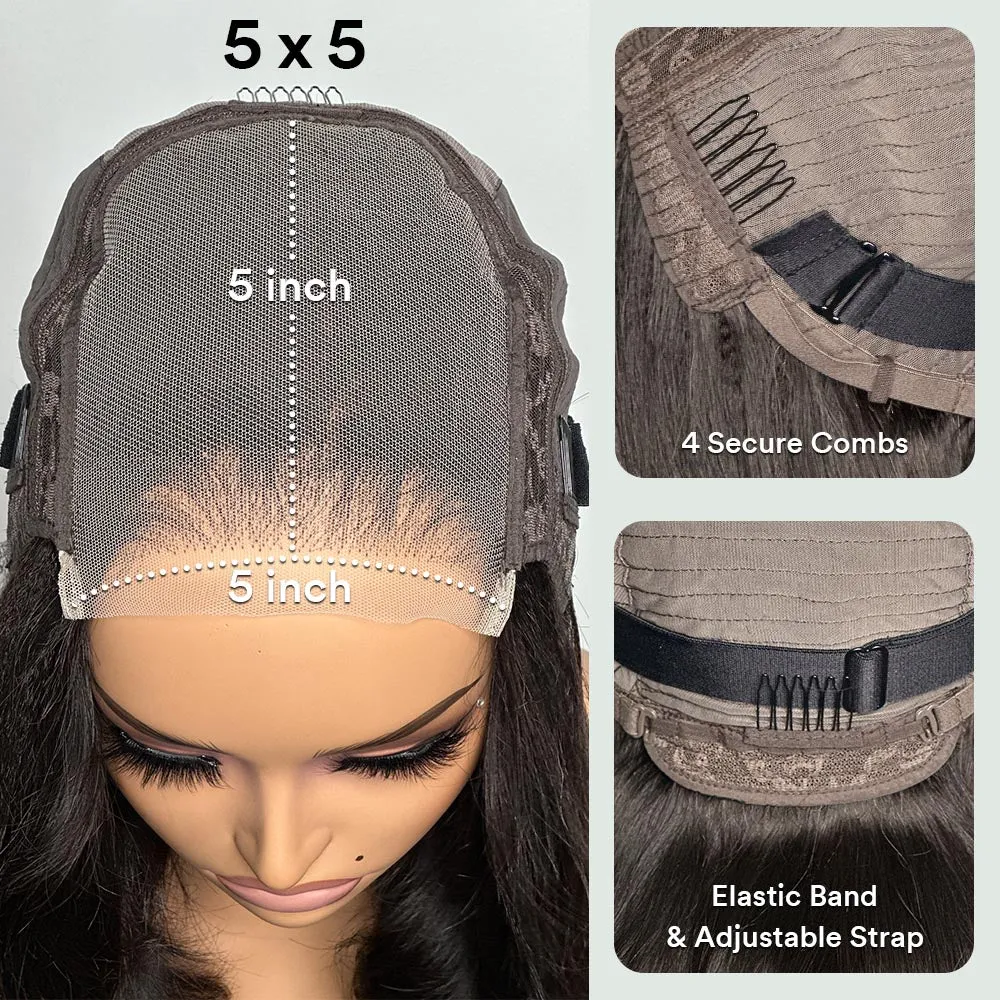 Put On & Go Virgin Hair Kinky Curly 5x5 Lace Closure Wig