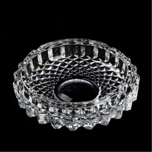 QUALIZA Glass Ashtrays for Cigarettes, Round Ash Tray for Home Office Patio Porch Deck Decoration, Cute Pretty Ash holders for Indoor or Outdoor Use