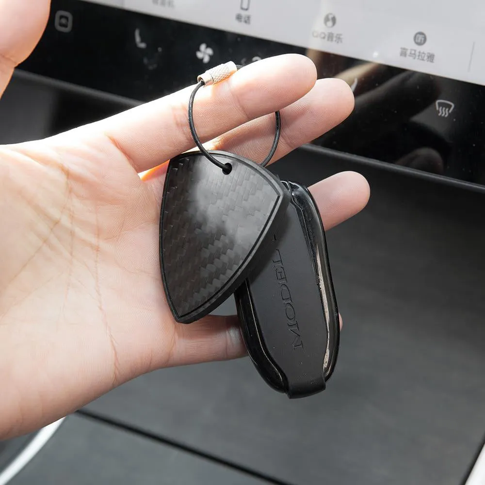 Real Carbon Fiber Car Key Ring For Tesla