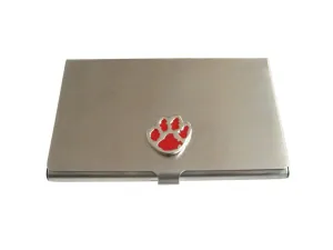 Red Animal Paw Business Card Holder
