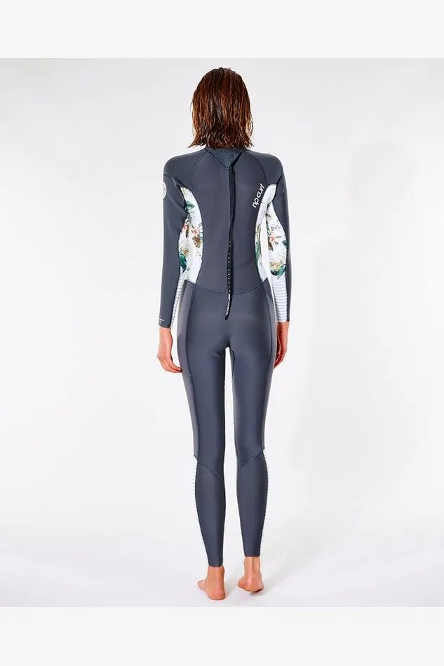RIP CURL WOMENS DAWN PATROL 3/2mm  BACK ZIP FULL SUIT - CHARCOAL