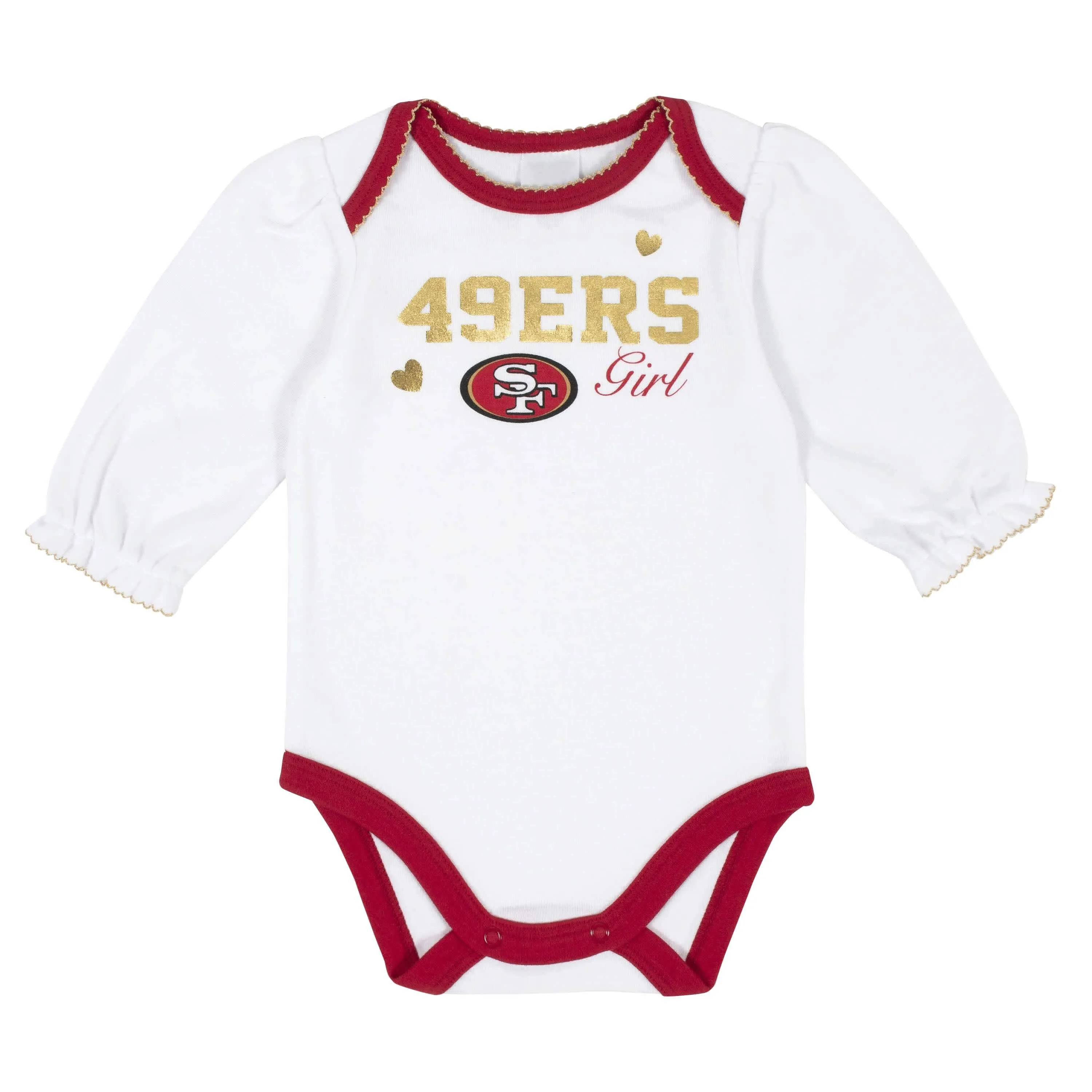 San Francisco 49ers Baby Girls Long Sleeve Bodysuits