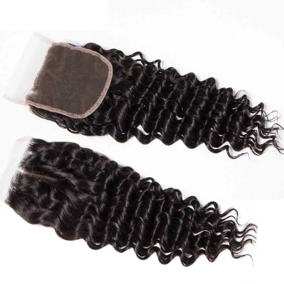 Sdamey 4x4 Lace Closure Brazilian Deep Wave Human Hair Lace Closure