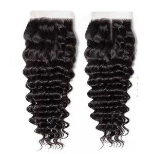 Sdamey 4x4 Lace Closure Brazilian Deep Wave Human Hair Lace Closure