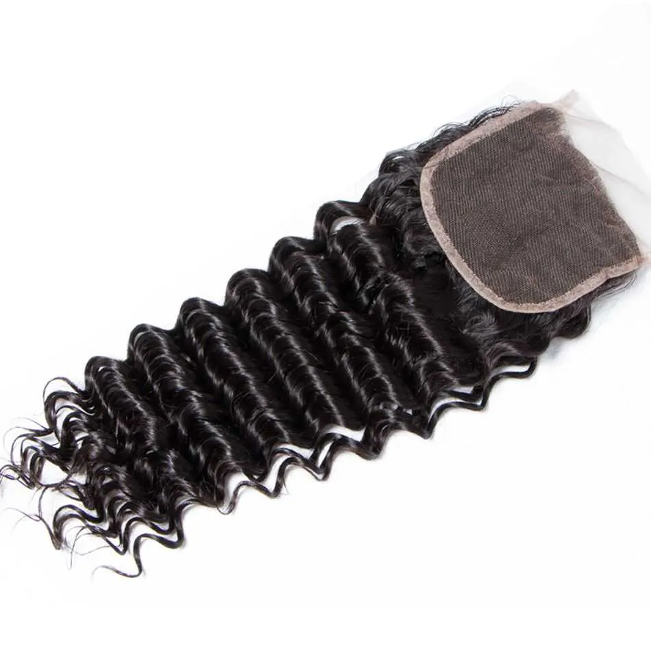 Sdamey 4x4 Lace Closure Brazilian Deep Wave Human Hair Lace Closure