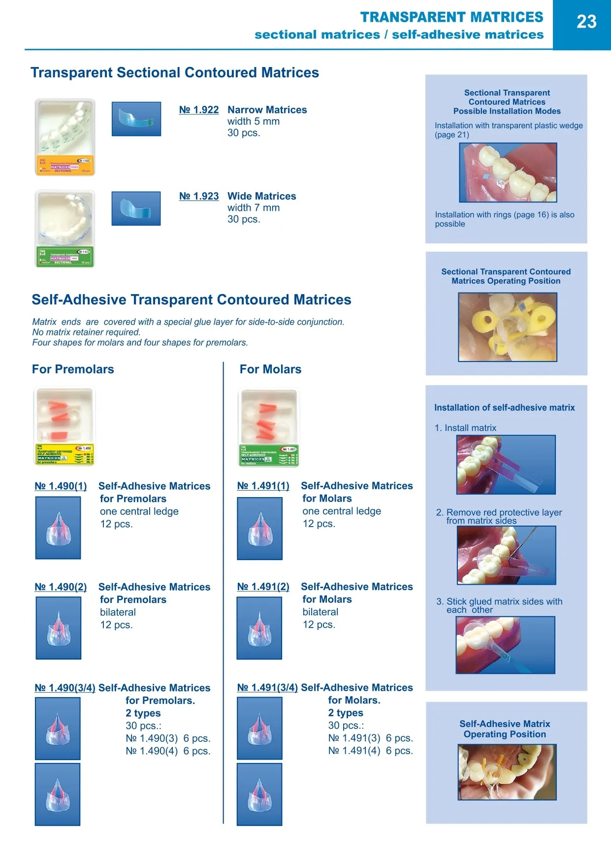 Self-Adhesive Transparent Contoured Matrix Bands for Molars 12pcs
