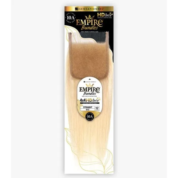 Sensationnel 100% Human Hair Empire Bundles 4x4 HD Closure - STRAIGHT 12"-18"