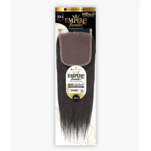 Sensationnel 100% Human Hair Empire Bundles 4x4 HD Closure - STRAIGHT 12"-18"