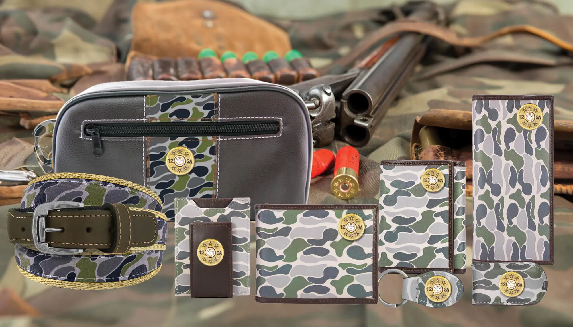 Shotshell Men's Old School Camo Leather Money Clip.