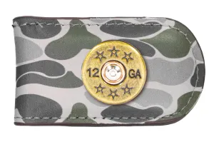 Shotshell Men's Old School Camo Leather Money Clip.