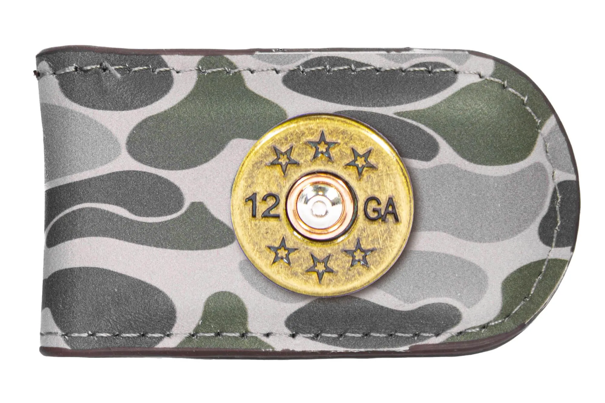 Shotshell Men's Old School Camo Leather Money Clip.