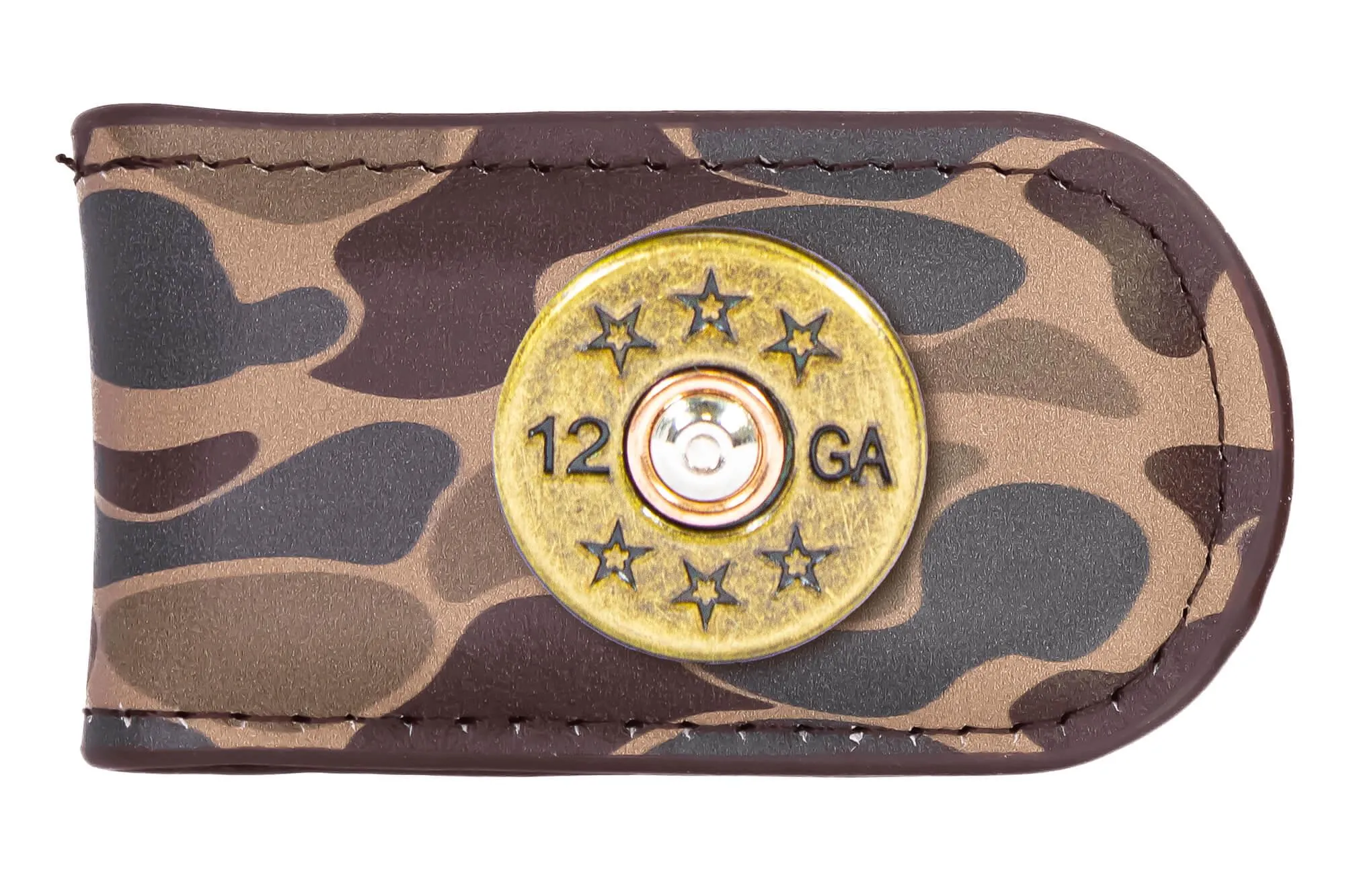 Shotshell Men's Old School Camo Leather Money Clip.