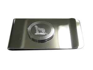 Silver Toned Etched Oval Cheetah Money Clip