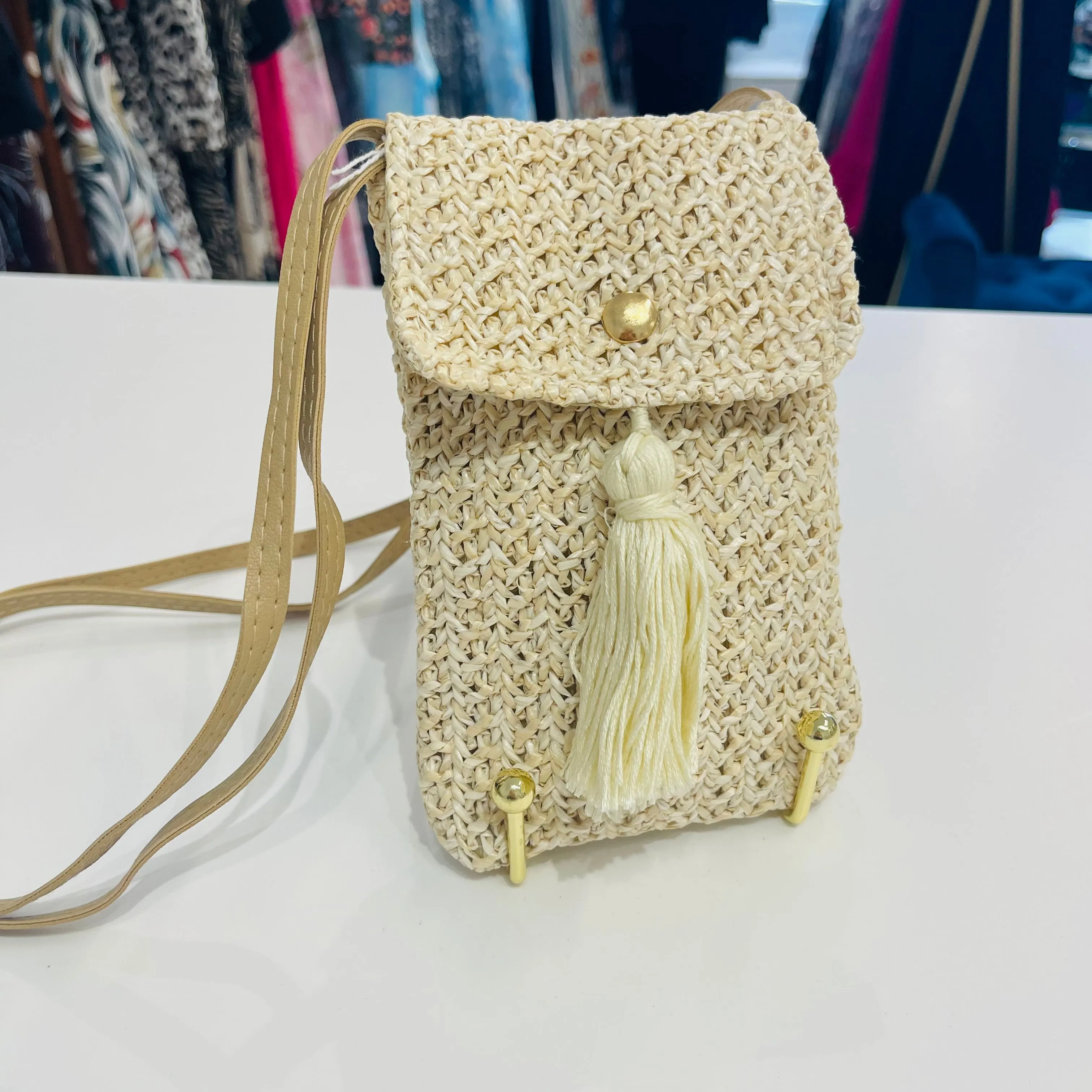 Small Cream or Tan Woven Bag