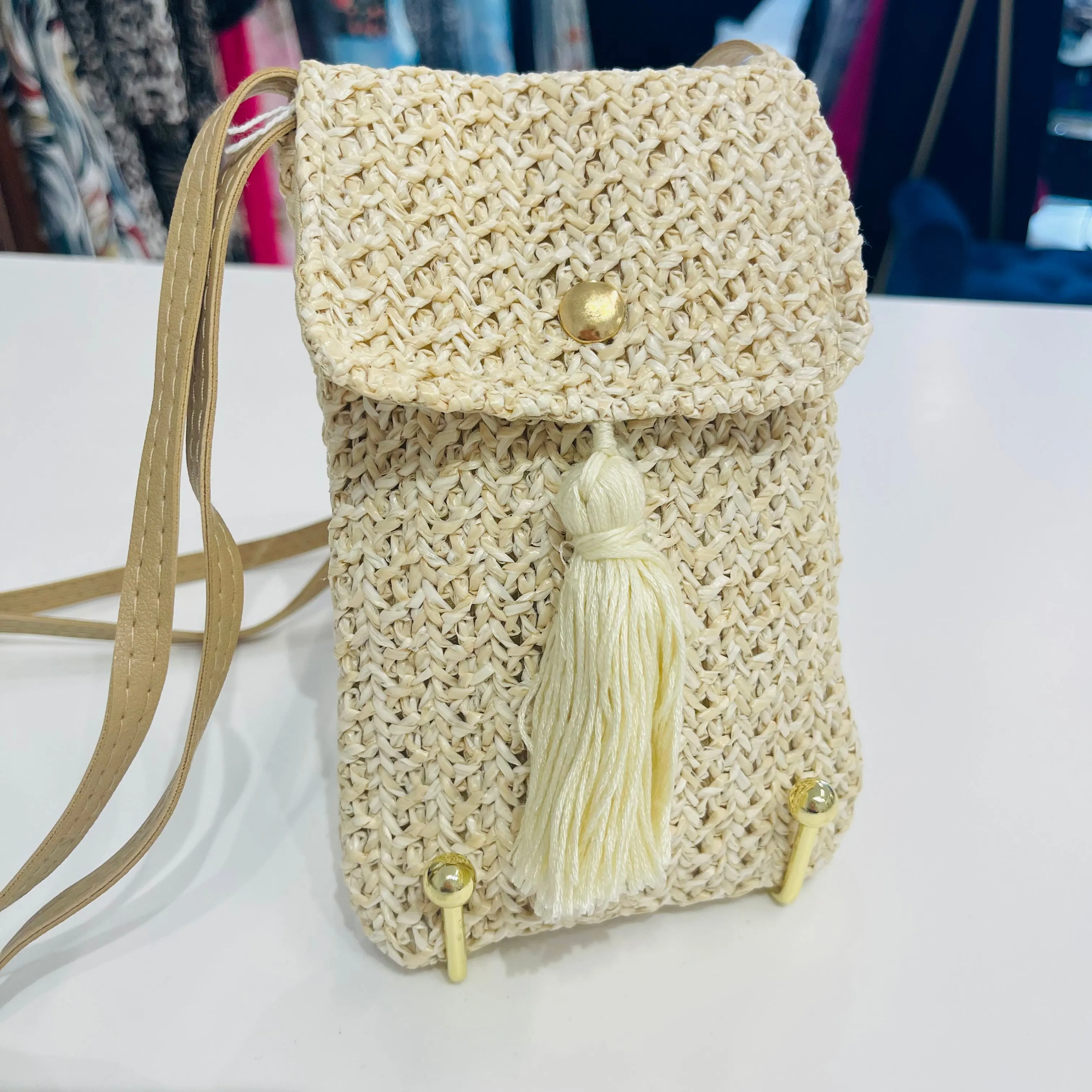 Small Cream or Tan Woven Bag