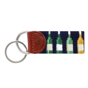 SMATHERS & BRANSON WINE BOTTLES NEEDLEPOINT KEY FOB