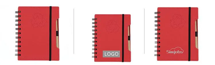 Spiral-bound Recycle Notebook with Pen and Elastic Band