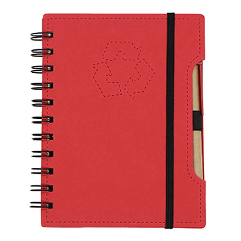 Spiral-bound Recycle Notebook with Pen and Elastic Band