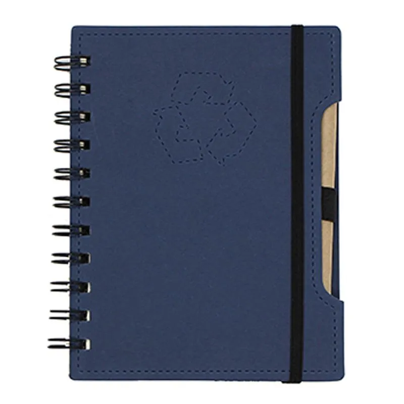 Spiral-bound Recycle Notebook with Pen and Elastic Band