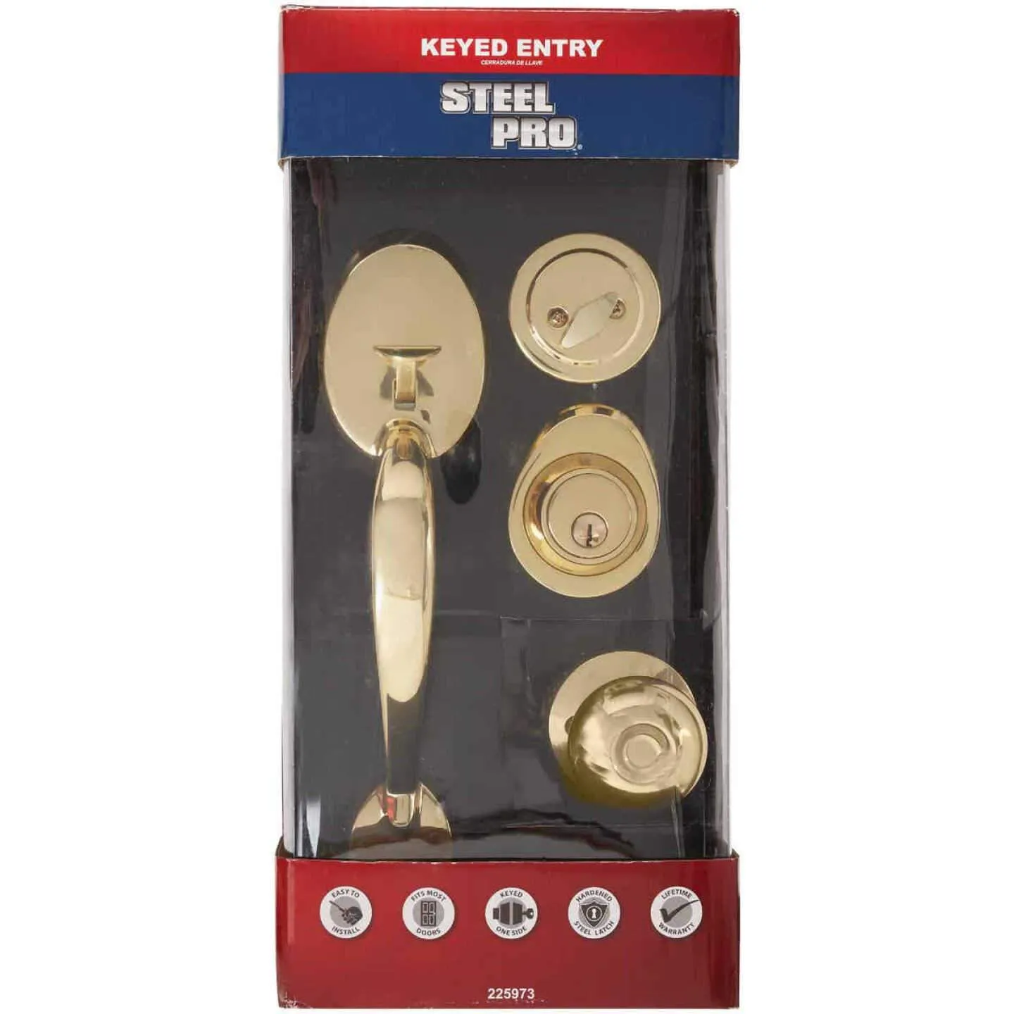 STEEL PRO ENTRY DOOR HANDLESET WITH HALF ROUND INTERIOR KNOB