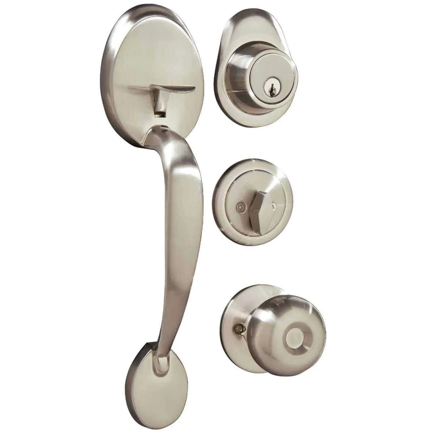 STEEL PRO ENTRY DOOR HANDLESET WITH HALF ROUND INTERIOR KNOB