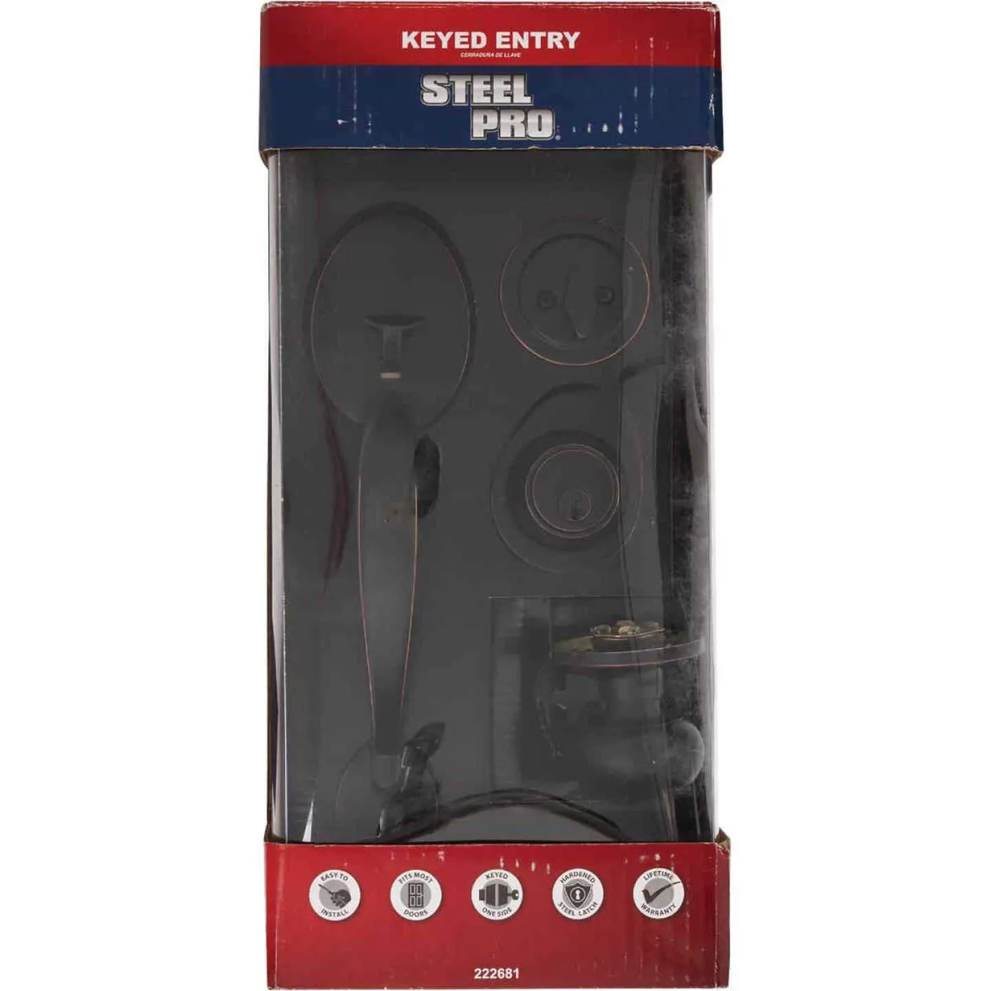 STEEL PRO ENTRY DOOR HANDLESET WITH HALF ROUND INTERIOR KNOB
