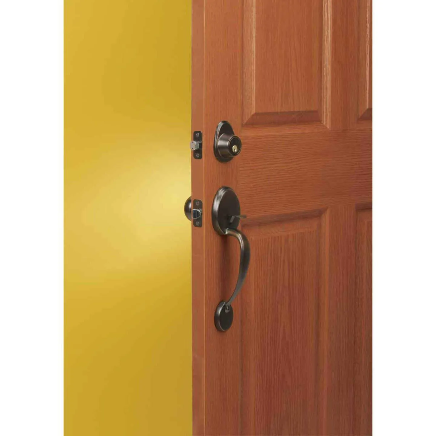 STEEL PRO ENTRY DOOR HANDLESET WITH HALF ROUND INTERIOR KNOB