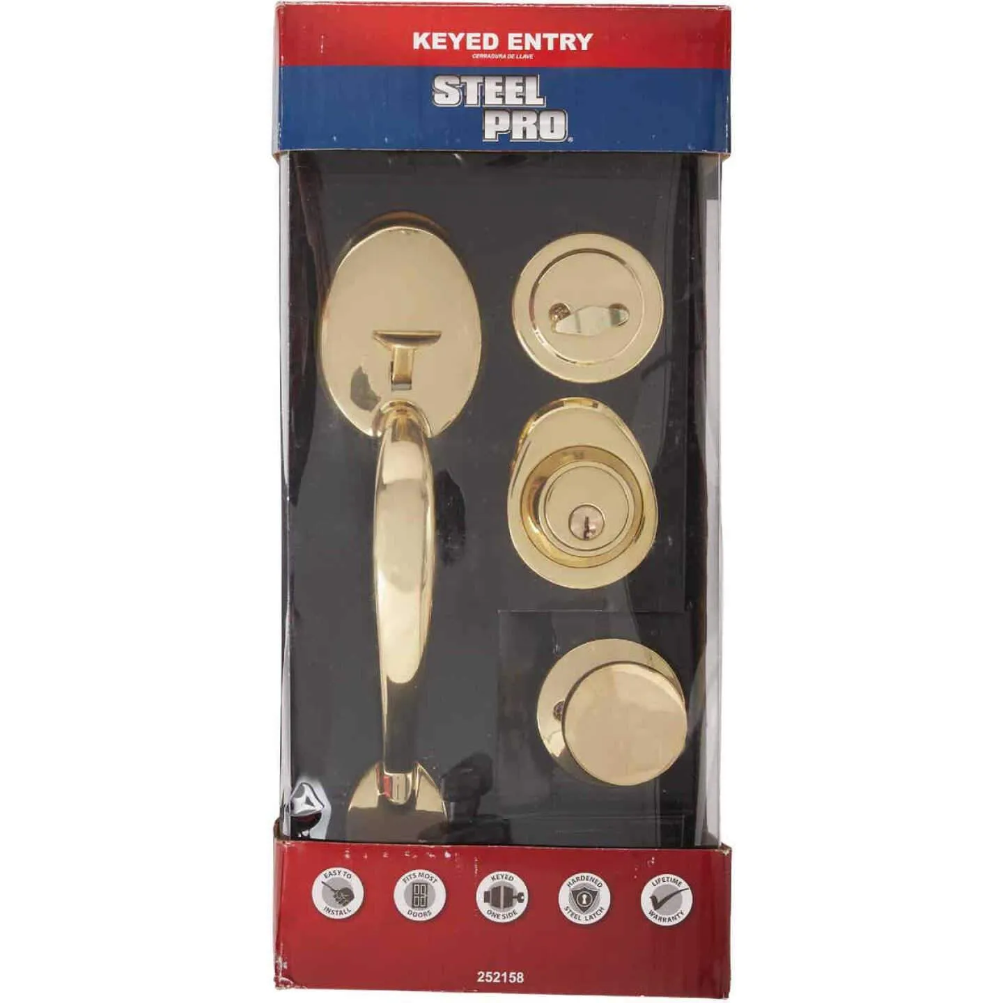 STEEL PRO ENTRY DOOR HANDLESET WITH TULIP KNOB