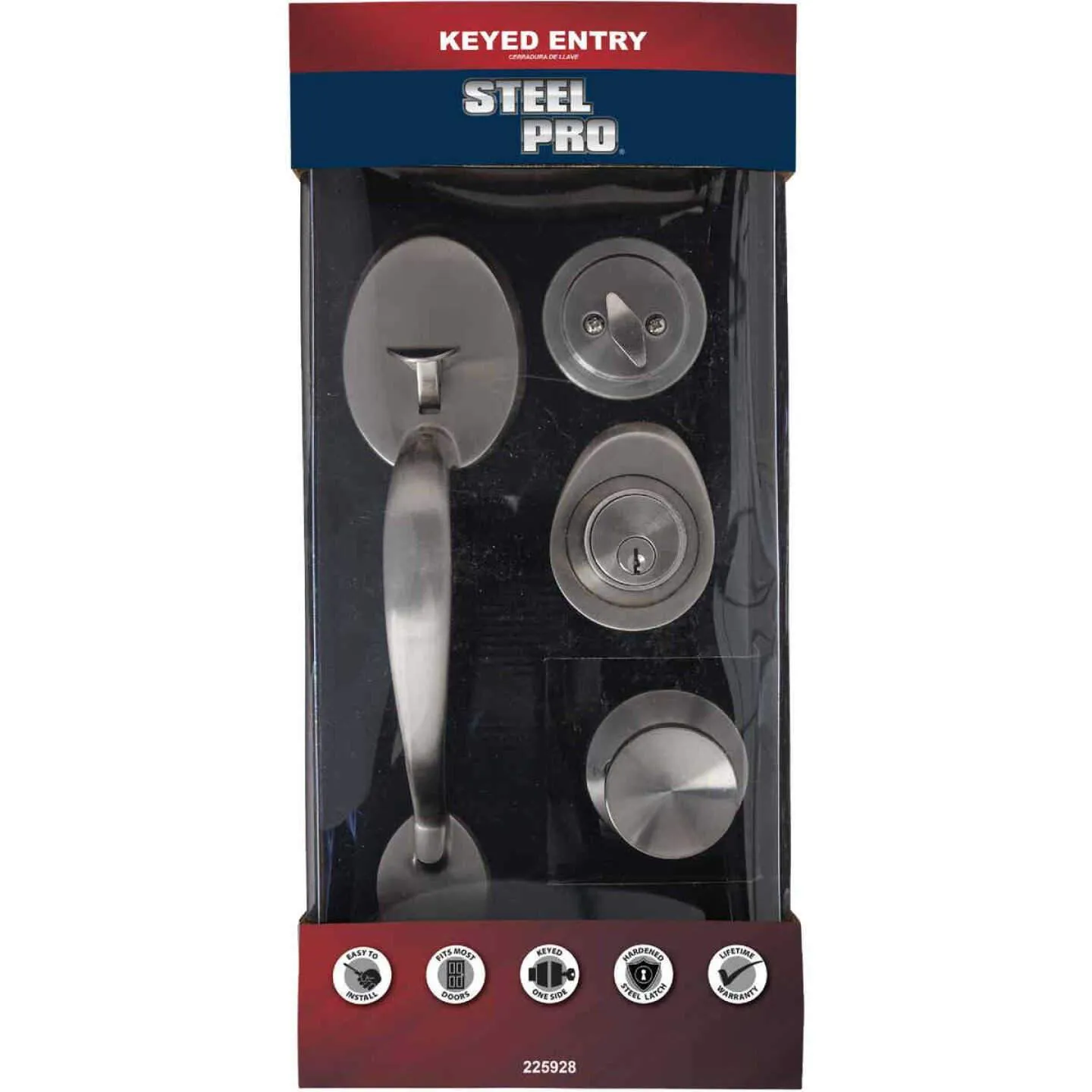 STEEL PRO ENTRY DOOR HANDLESET WITH TULIP KNOB