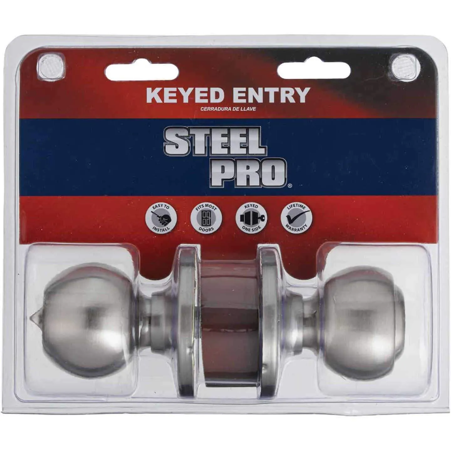 STEEL PRO ENTRY DOOR KNOB BALL STYLE