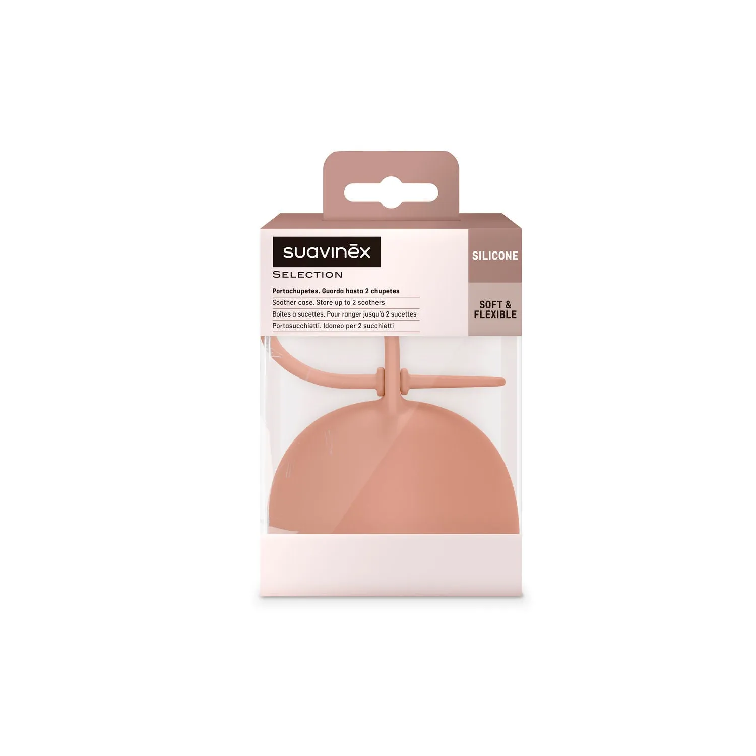 Suavinex Colour Essence Silicone Soother Holder - Brick Red