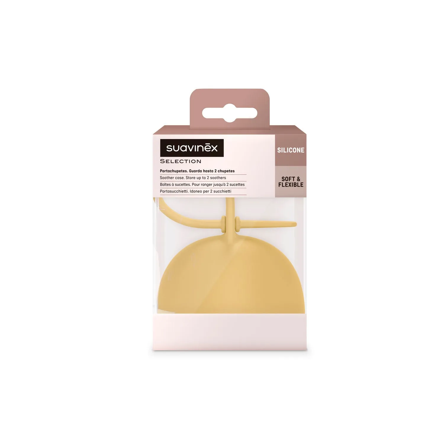 Suavinex Colour Essence Silicone Soother Holder - Mustard