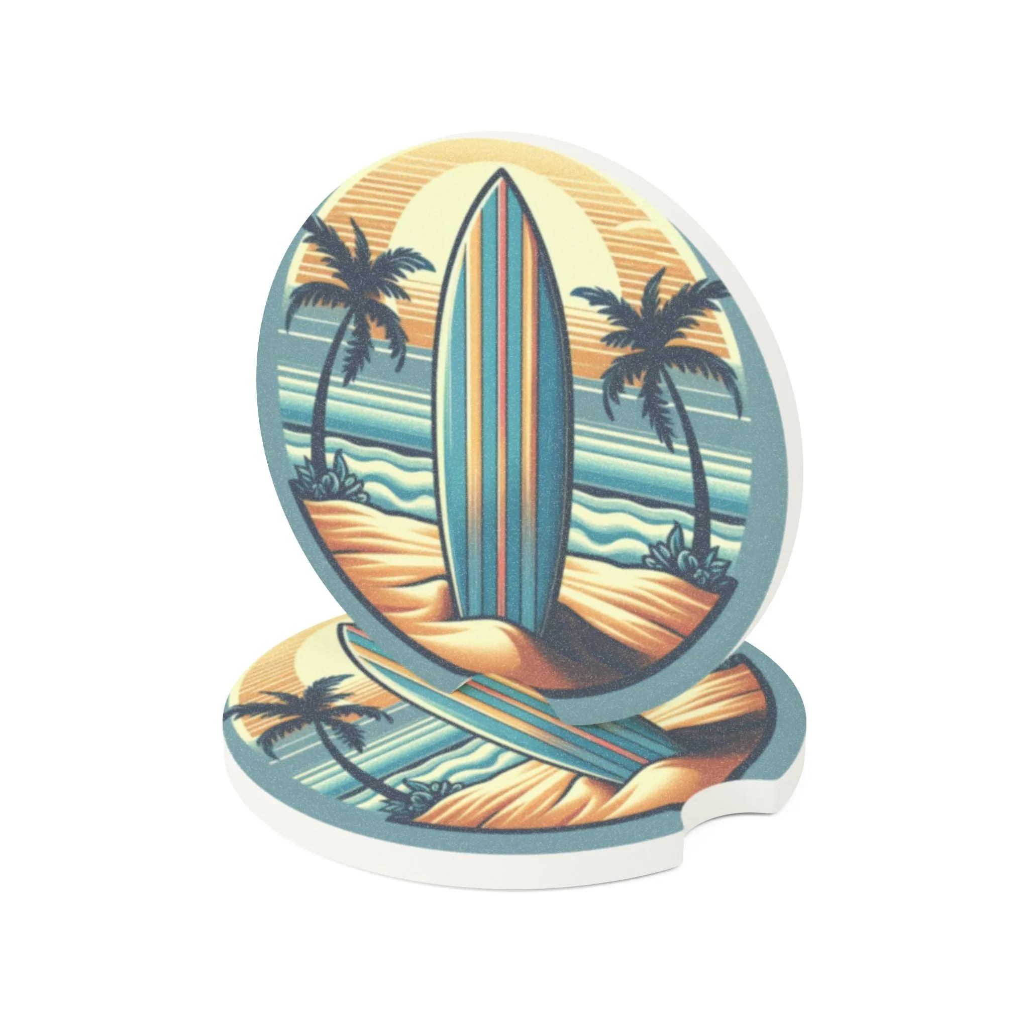 Surf-Inspired Soapstone Car Coaster - Beach Life Accessory