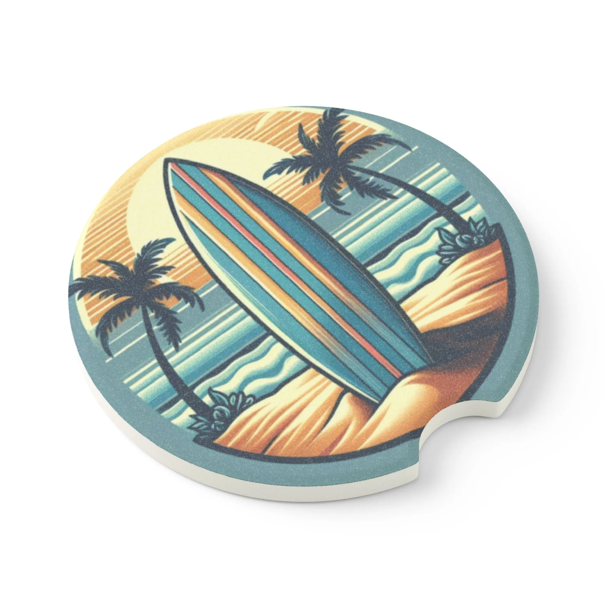 Surf-Inspired Soapstone Car Coaster - Beach Life Accessory