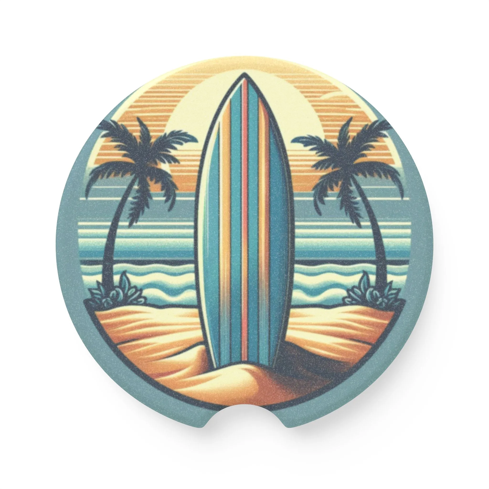 Surf-Inspired Soapstone Car Coaster - Beach Life Accessory