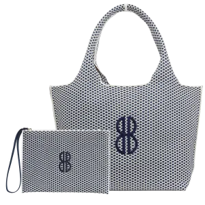 Sutton City Tote - Navy Diamond Monogram - Large