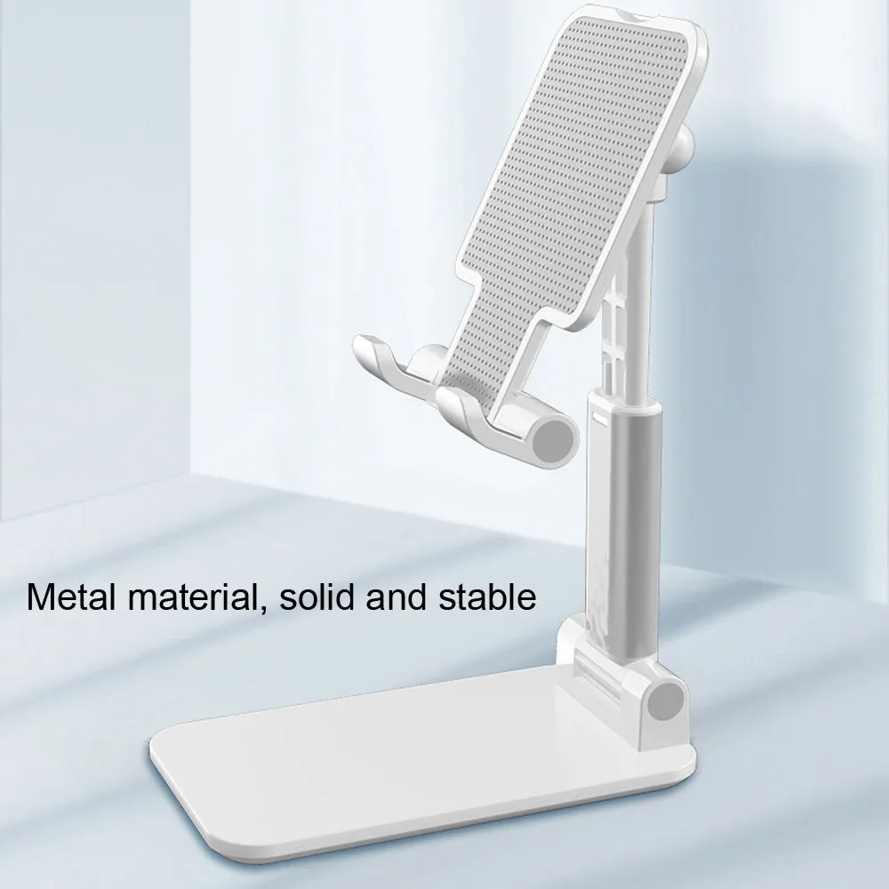 Telescopic Folding Mobile Phone Bracket Aluminum Alloy Flat Universal Tablet Desktop Stand white