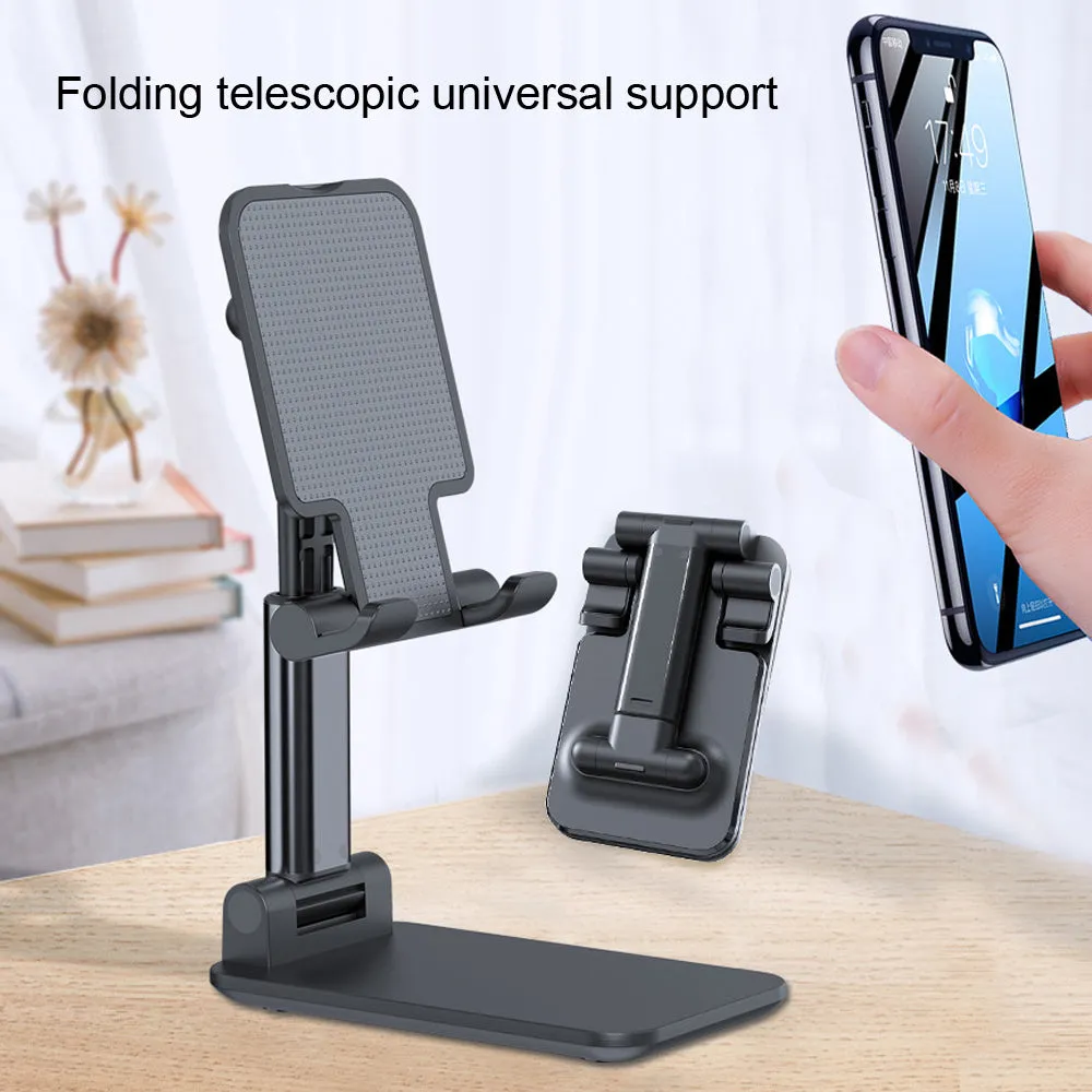 Telescopic Folding Mobile Phone Bracket Aluminum Alloy Flat Universal Tablet Desktop Stand white