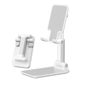 Telescopic Folding Mobile Phone Bracket Aluminum Alloy Flat Universal Tablet Desktop Stand white