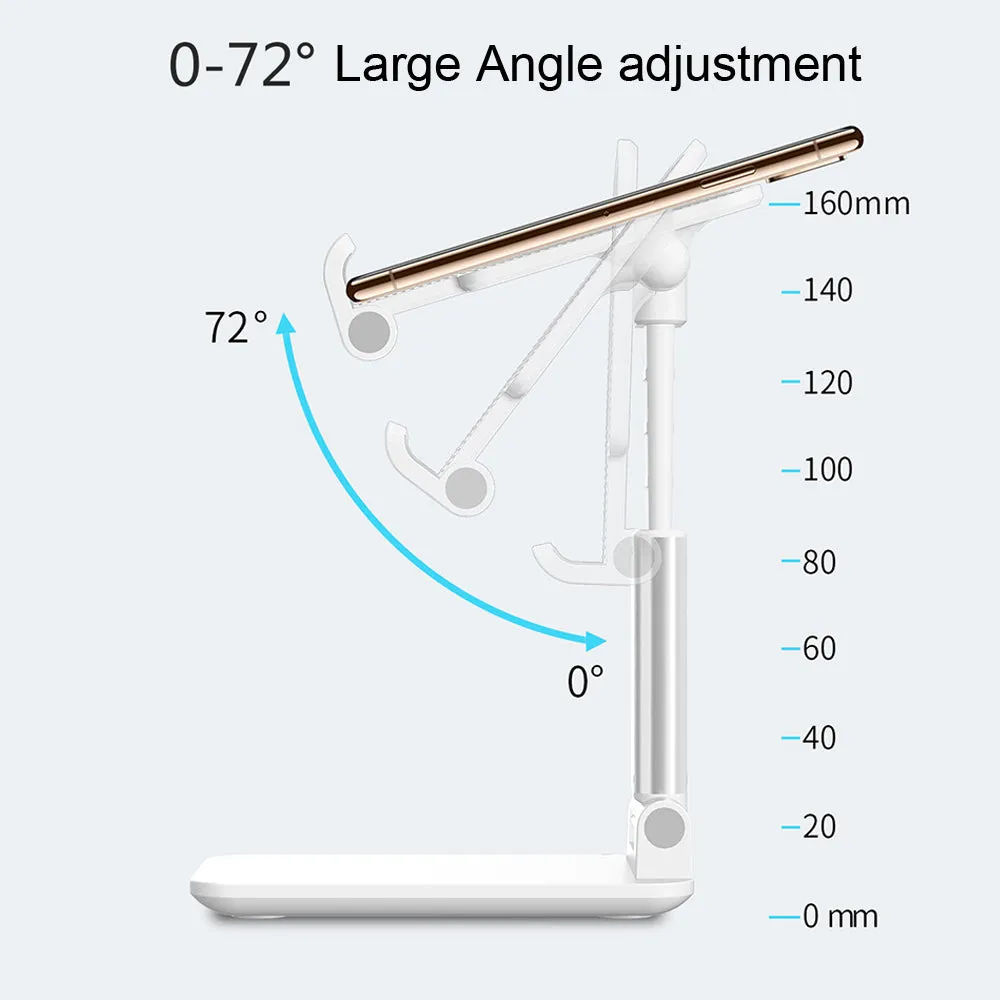 Telescopic Folding Mobile Phone Bracket Aluminum Alloy Flat Universal Tablet Desktop Stand white