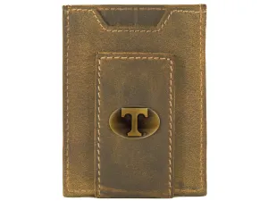 Tennessee Vols Vintage Tan Leather Magnetic Front Pocket Wallet