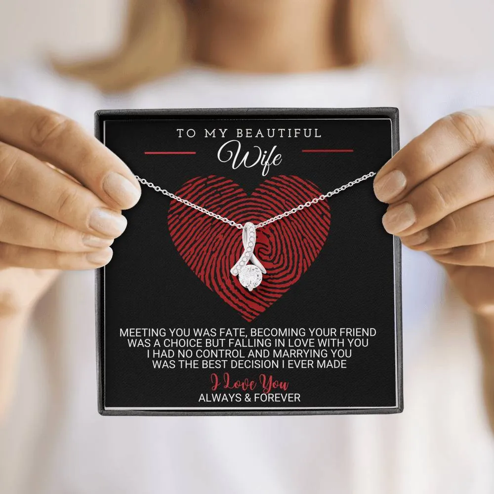 To My Beautiful Wife - Best Decision Ever - Necklace - ABNWifeM24A