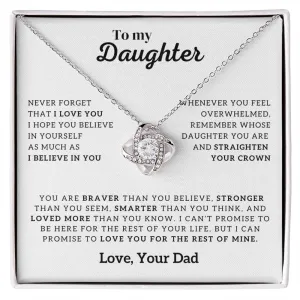 To My Daughter Necklace, Forever Love Necklace, Gift From Dad, Daughter Jewelry, Love Knot