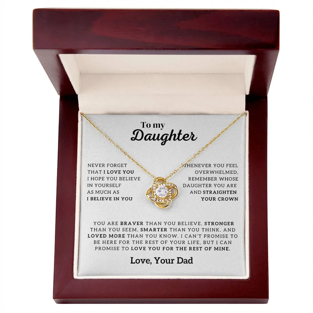 To My Daughter Necklace, Forever Love Necklace, Gift From Dad, Daughter Jewelry, Love Knot