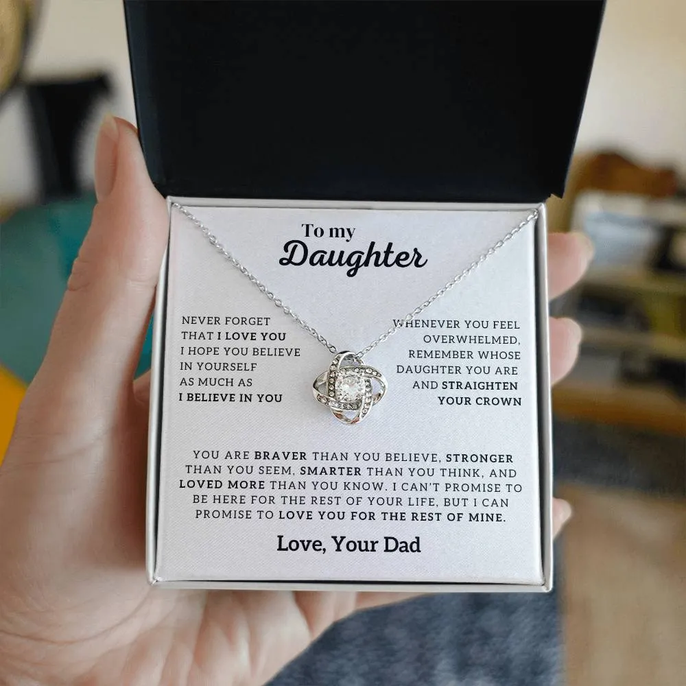 To My Daughter Necklace, Forever Love Necklace, Gift From Dad, Daughter Jewelry, Love Knot