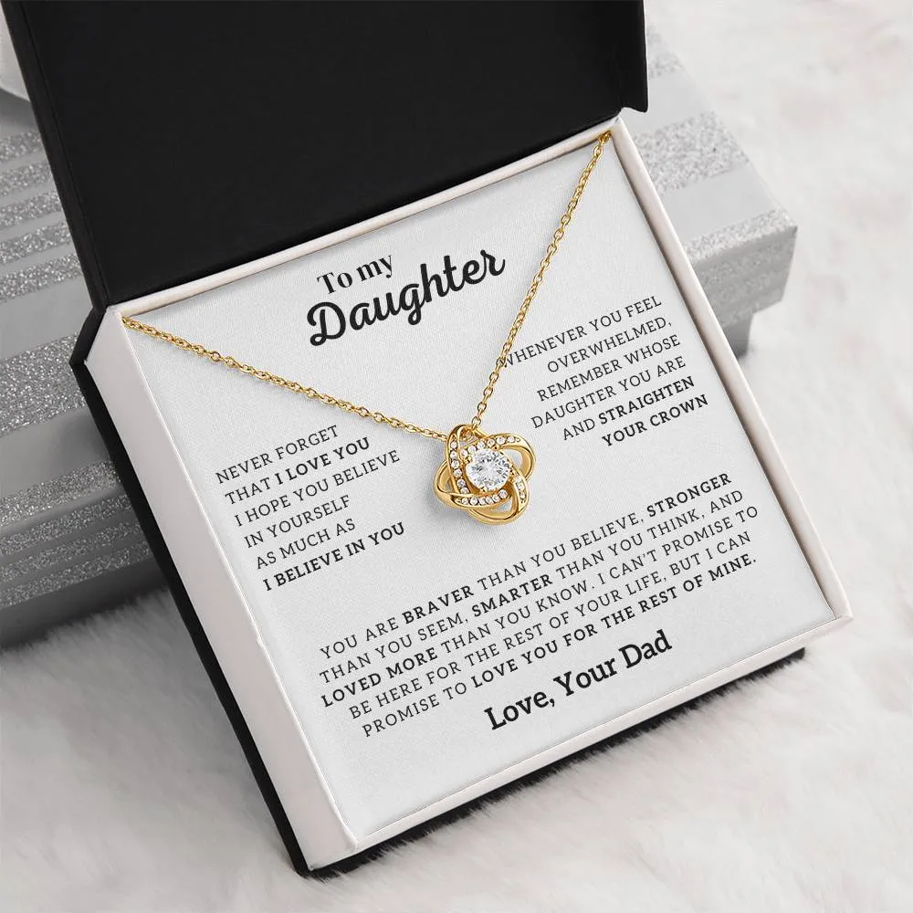 To My Daughter Necklace, Forever Love Necklace, Gift From Dad, Daughter Jewelry, Love Knot