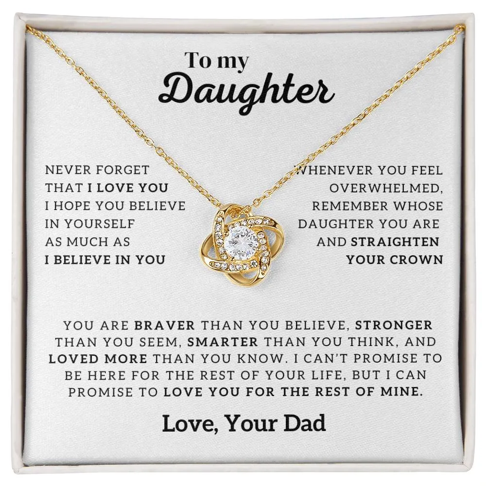 To My Daughter Necklace, Forever Love Necklace, Gift From Dad, Daughter Jewelry, Love Knot