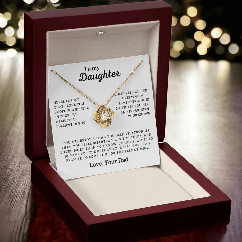 To My Daughter Necklace, Forever Love Necklace, Gift From Dad, Daughter Jewelry, Love Knot